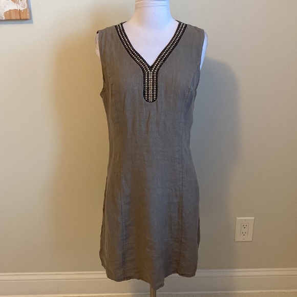 Lina Tomei Linen Rhinestone Embellished Dress - Picture 2 of 11